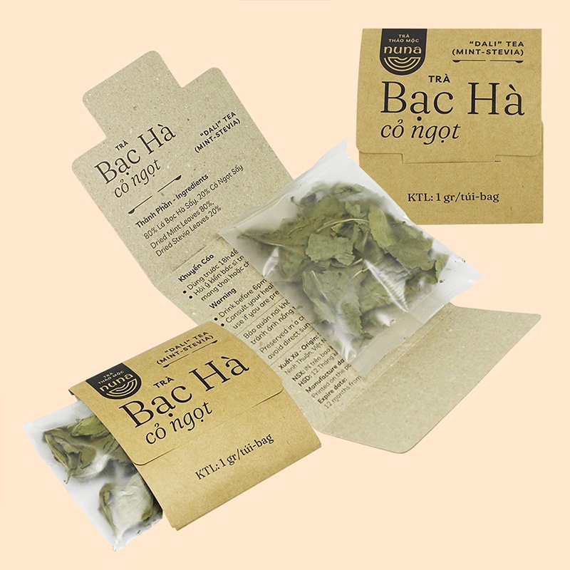 Trà Bạc Hà - Cỏ ngọt Nuna Mộc Thanh Trà gói 1G vị ngọt thanh, the mát, giúp tỉnh táo, giảm căng thẳng hiệu quả