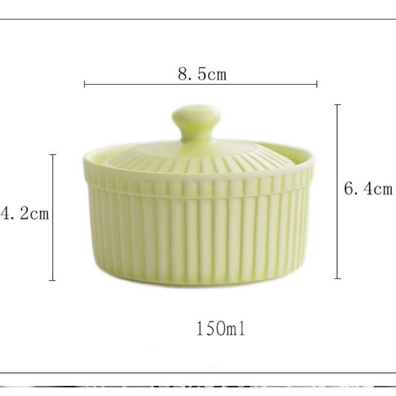 Bát Ăn Dặm Gốm Sứ Ramenkin Có Nắp 150ml