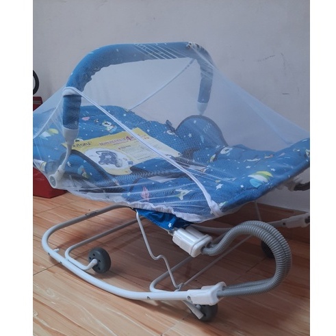 Xe nhún bập bênh cho bé ăn bột gấp gọn hiệu Autoru kèm mùn chụp-xe 4 nhún