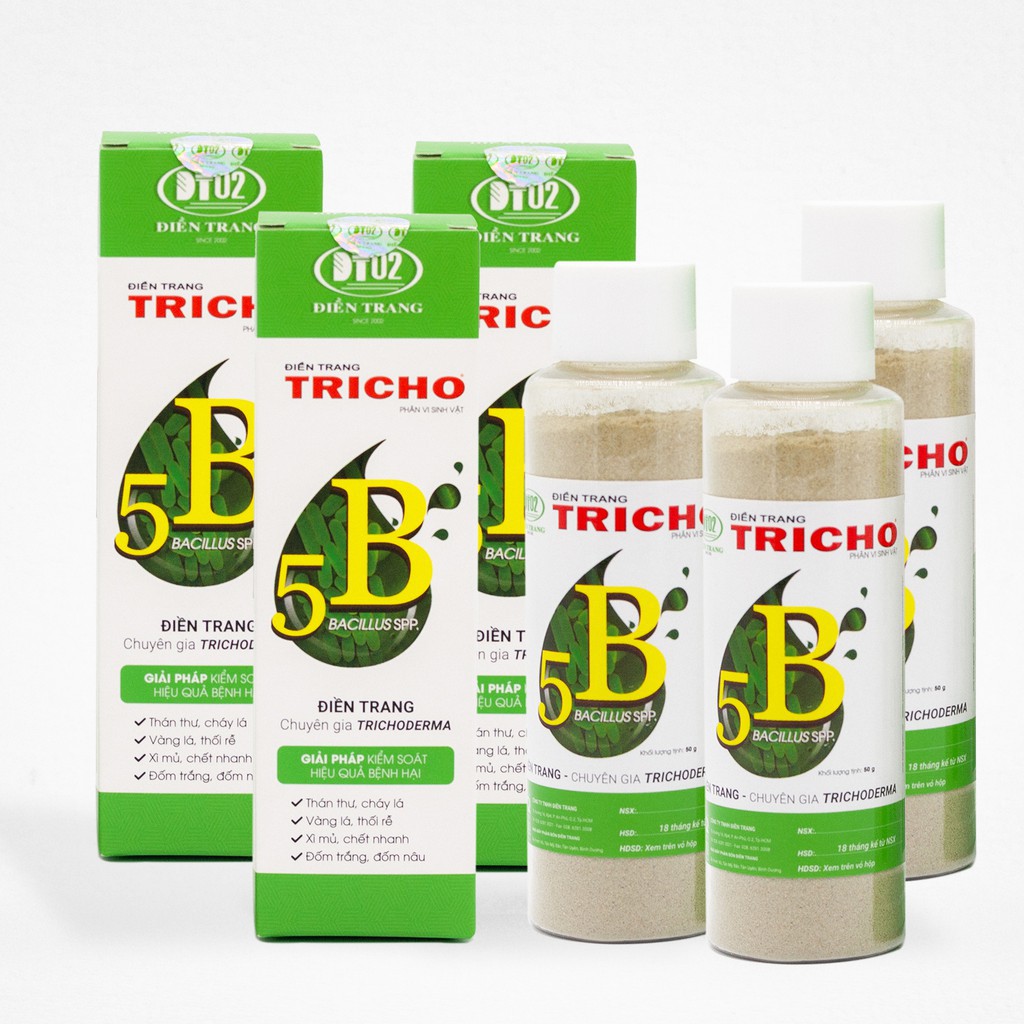 Combo 2 hộp Phân vi sinh Trichoderma Bacillus phòng ngừa hiệu quả nấm bệnh Tricho 5B