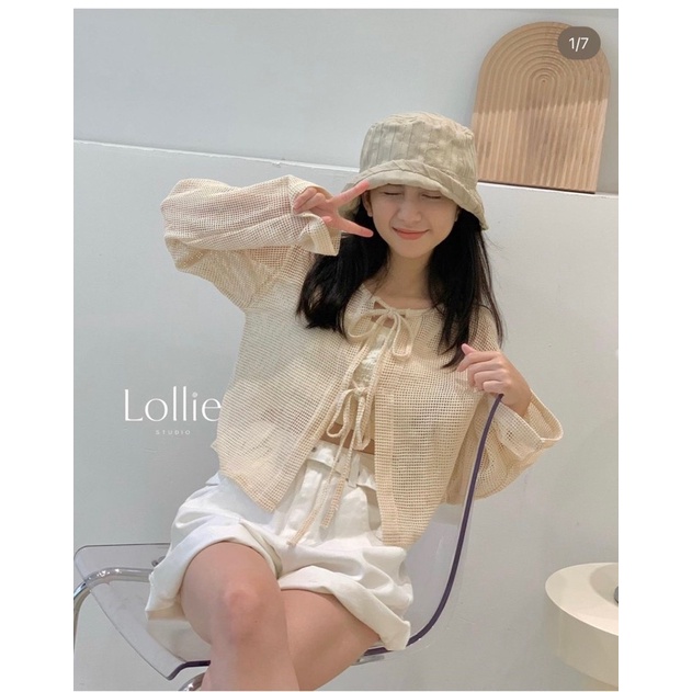 [HÀNG SẴN]SET ÁO LƯỚI THẮT NƠ MIX ÁO 2S”NONA” siêu xinh