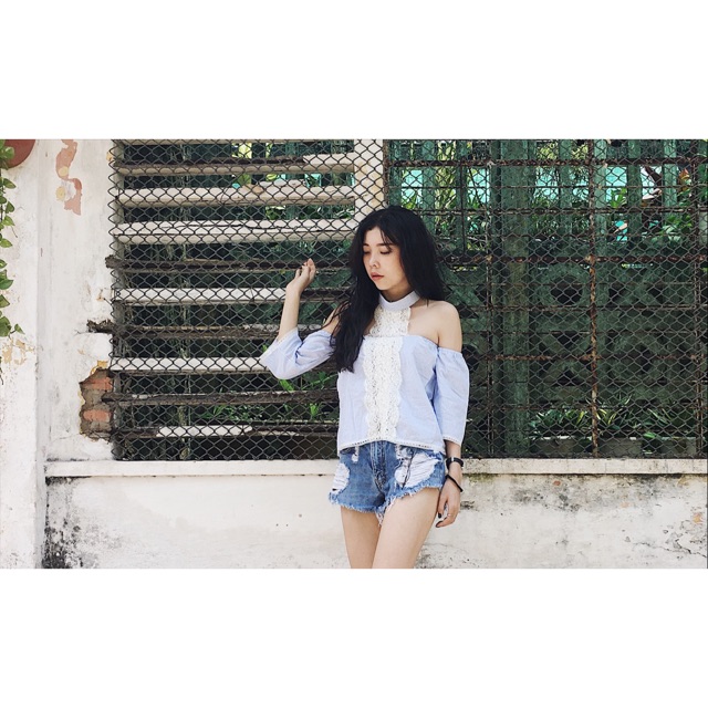 Áo chocker trễ vai