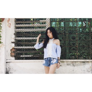 Áo chocker trễ vai