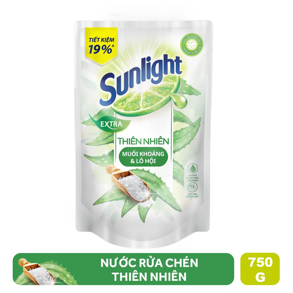 Nước rửa chén Sunlight (750g) Hương Matcha Trà Nhật / Muối Khoáng & Lô Hội