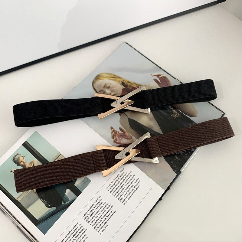 Thắt Lưng Nữ Vải Canvas Màu Đen Khóa Hình Tam Giác