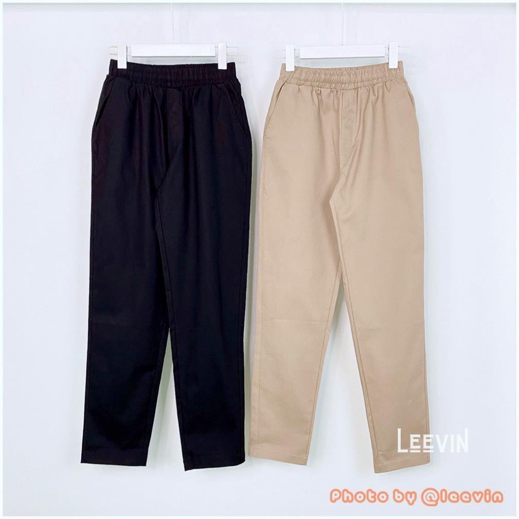 Quần Baggy Nữ Kaki Ống Suông UNISEX vải co dãn - Kiểu quần kaki nữ mềm form dáng đứng Leevin Store 🥇