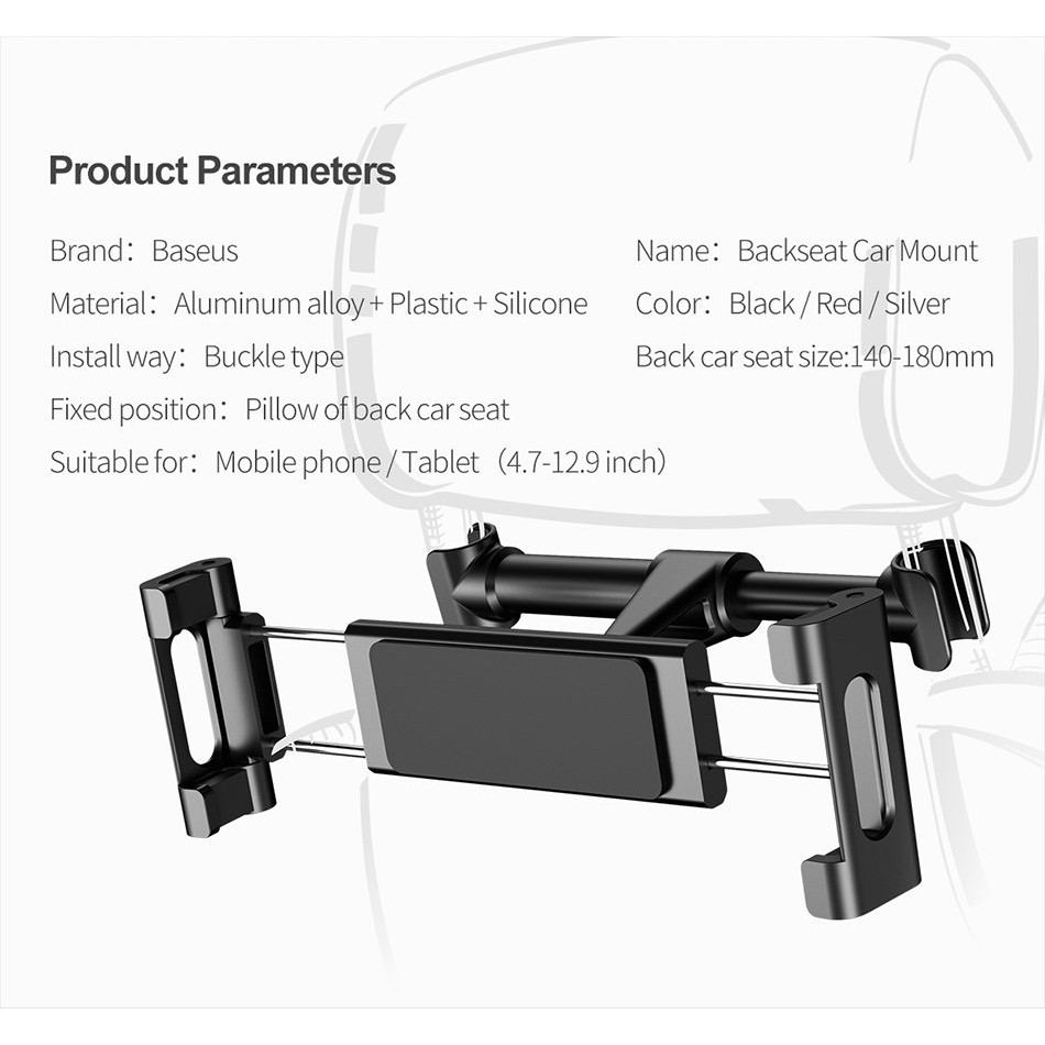 Kẹp điện thoại / iPad trên xe hơi Baseus Backseat Car Mount LV236