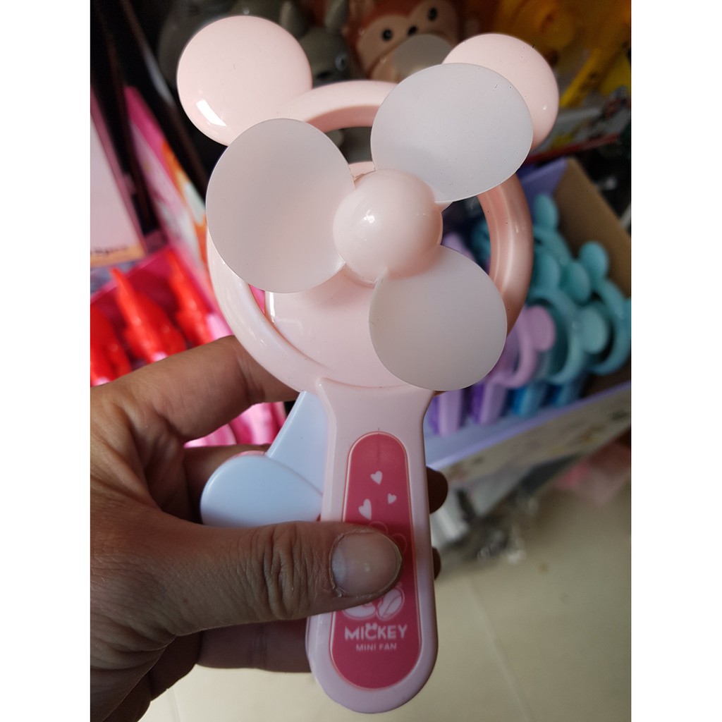 Quạt MINI cầm bóp tay hình dáng MICKEY MOUSE-Màu Ngẫu Nhiên