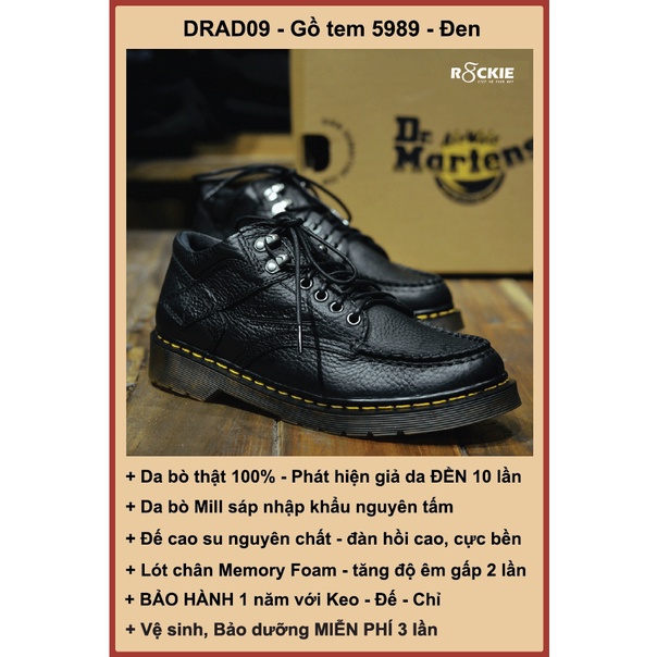 Giày da nam Gồ tem Dr martens 5989 - Da bò mill sáp hạt - Đen - Phát hiện giả da đền gấp 10 - R8ckie