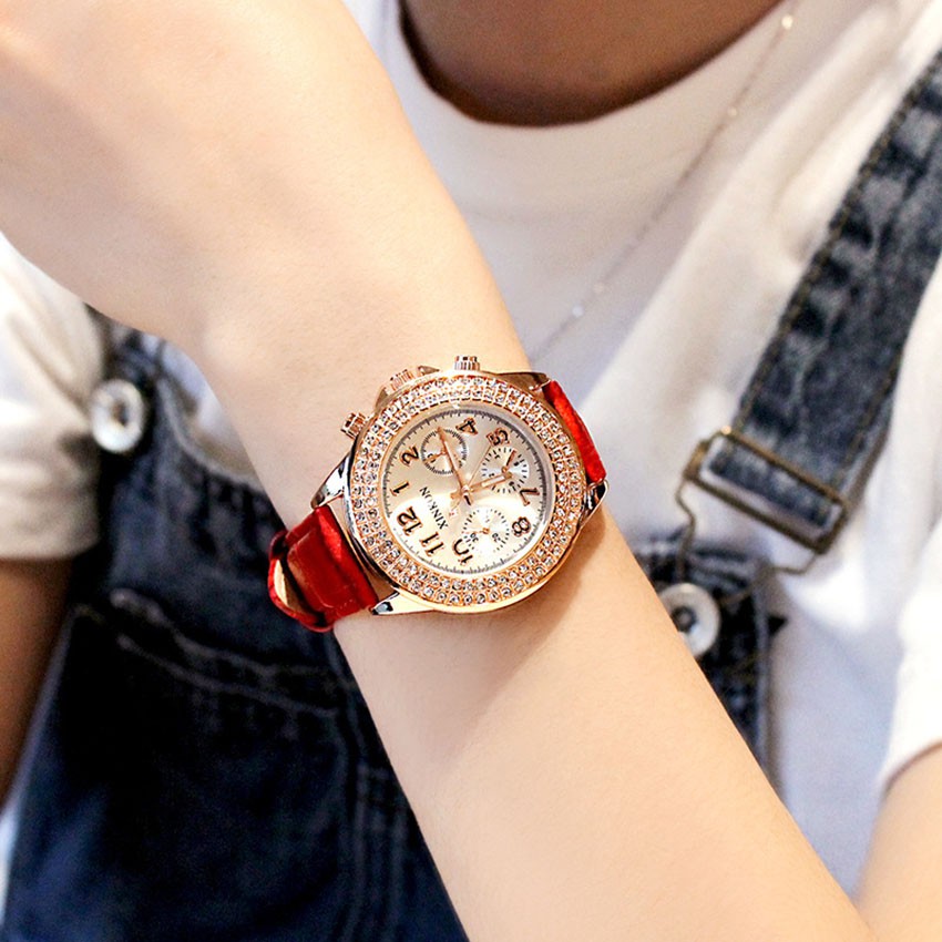 Đồng hồ nữ đính đá Xinkon chính hãng, đồng hồ nữ dây da thời trang , DH06B- Lucas shop | BigBuy360 - bigbuy360.vn