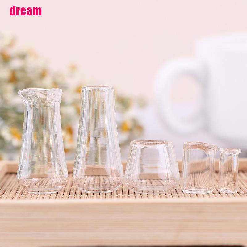 Bộ 5 mô hình cốc thủy tinh tỷ lệ 1:12 cho nhà búp bê