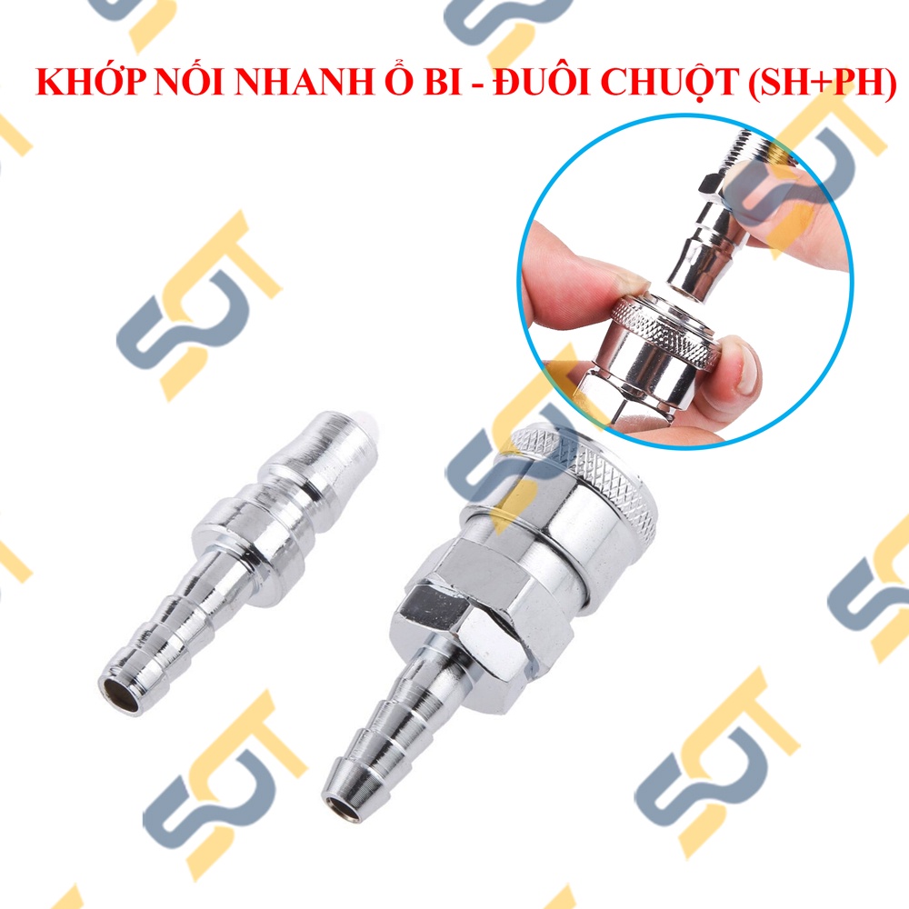 [KHỚP NỐI Ổ BI] Khớp SH PH đuôi chuột 8 10 12 mm nối nhanh trục ổ bi lắp DÂY hơi khí nén (Quick air adaptor)