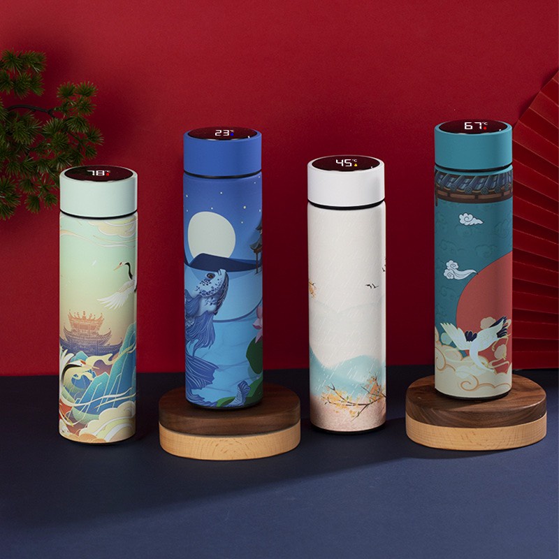 Bình giữ nhiệt cổ trang bình giữ nhiệt thời trang có led 500ml bình nước văn phòng