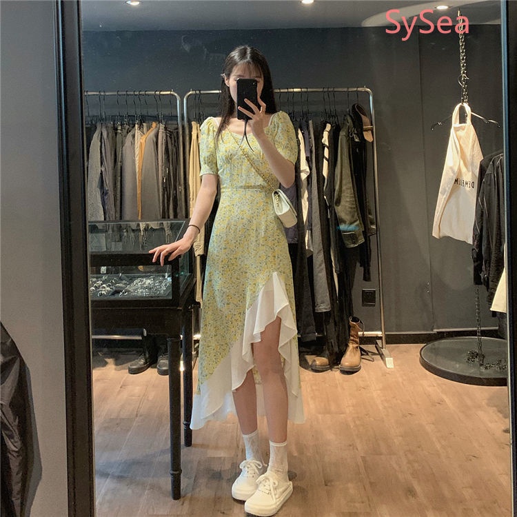 Đầm Nữ Phối Bèo Nhún Phong Cách Hàn Quốc