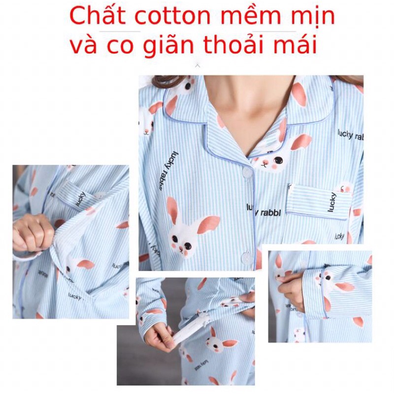 Đồ bộ bầu pijama bà bầu và sau sinh cho con bú ti dài tay thu đông có bigsize 80kg B103