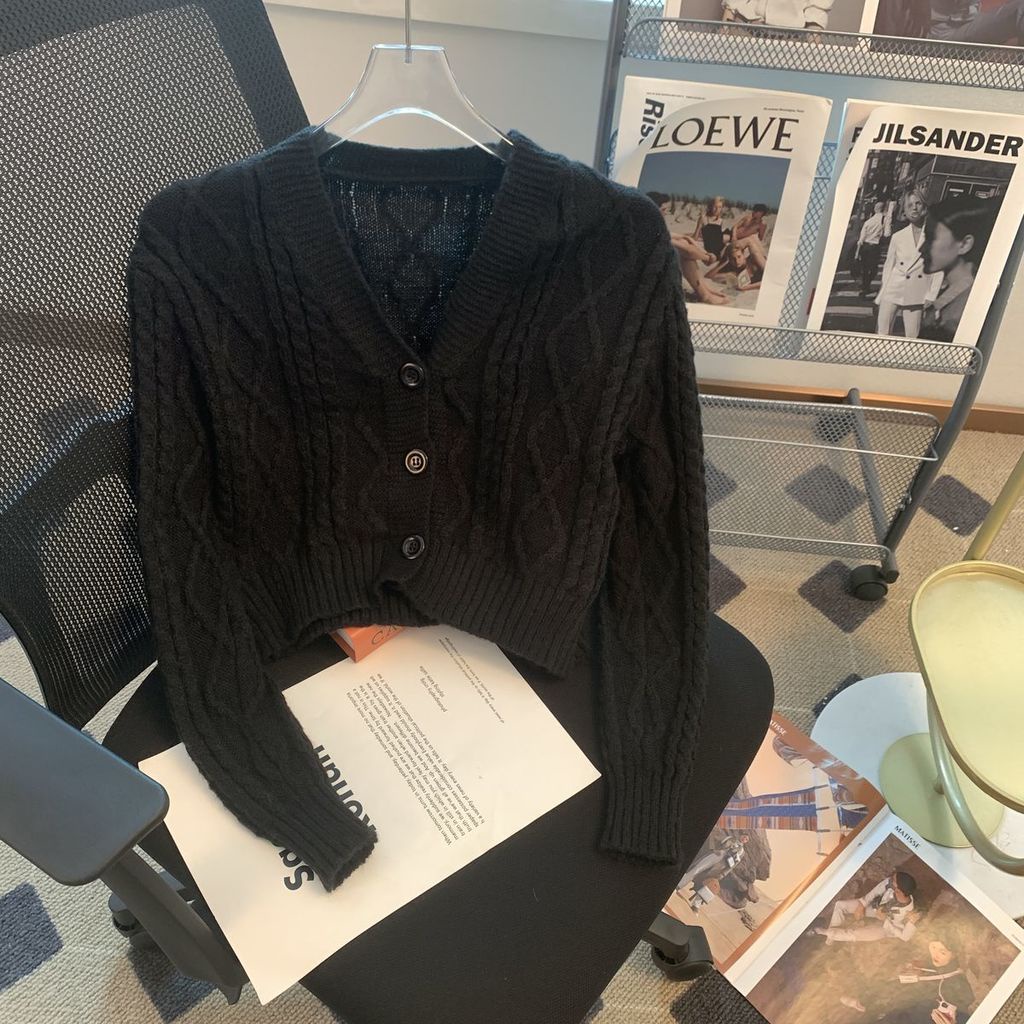 Bộ Áo cardigan Cổ Chữ V Dáng Ôm + Quần Yếm Phong Cách Hàn Quốc Thời Trang Thu Đông Cho Nữ