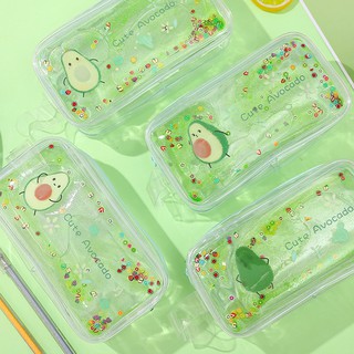 Hộp bút quả bơ trong suốt xinh xắn chất liệu nhựa pvc mềm chống nước