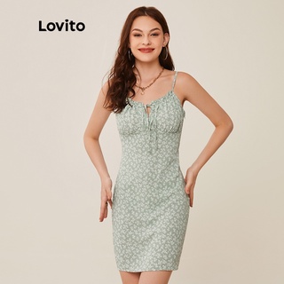 66deLovito Đầm Hoa Thắt Nơ Bên Hông L20D285 (Xanh Lam) Lovito Lãng Mạn