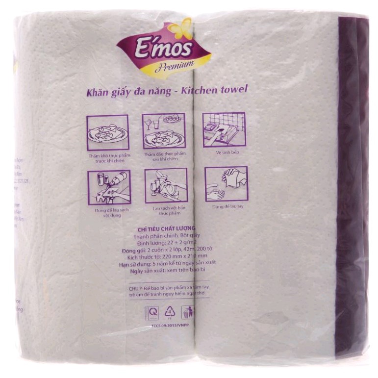 1 gói khăn giấy đa năng E'mos Premium 100 tờ 1 lớp