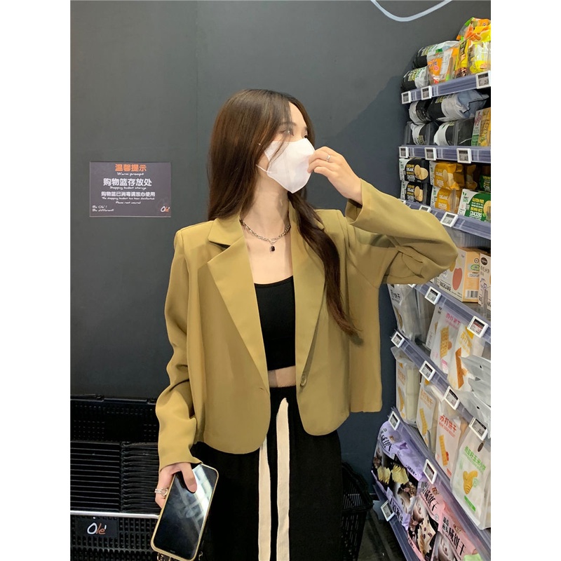 Jiashucheng Áo Khoác Vest Tay Dài Dáng Rộng Thời Trang Mùa Thu Cho Nữ