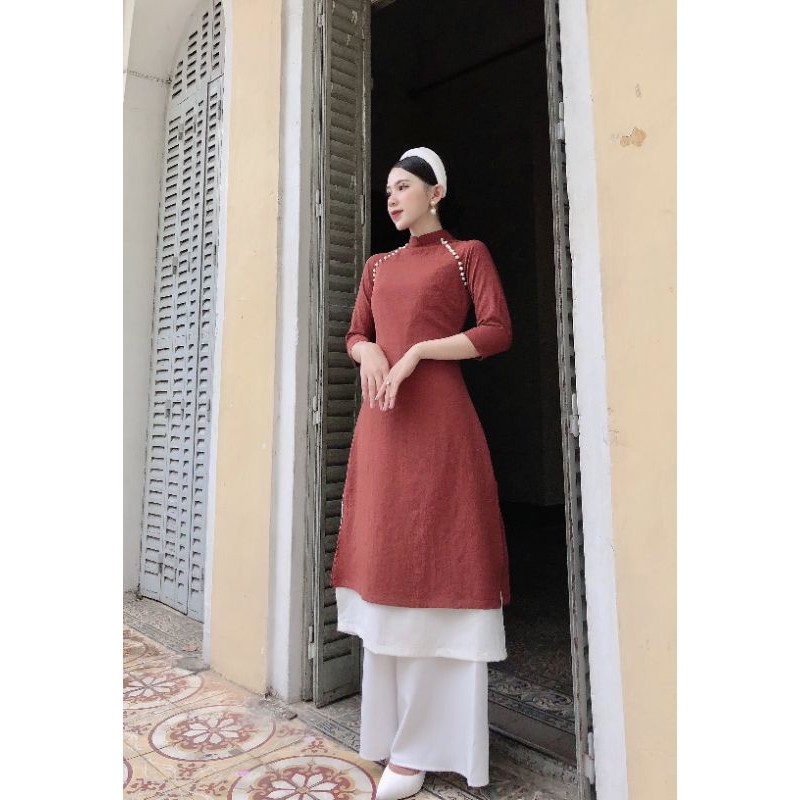 ĐẦM Áo dài  2 tà phối  _ KÈM QUẦN_Kèm Mấn