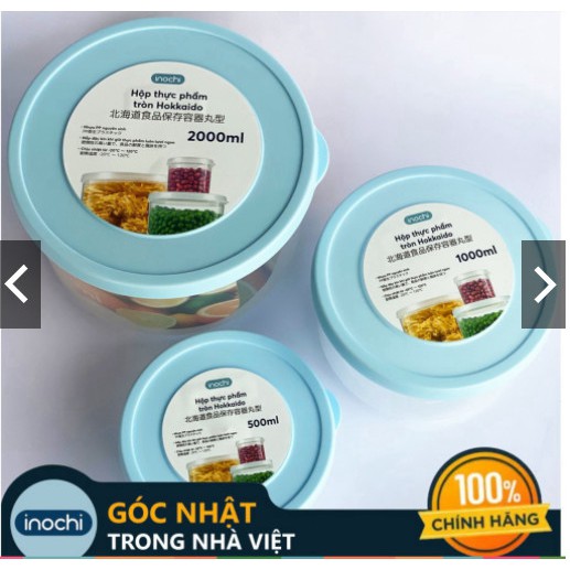 Set 3 Hộp thực phẩm Nhựa Đựng đồ Thức Ăn Thực Phẩm Hokkaido nhựa Tròn INOCHI Nhựa Trong Suốt 500 1000 200ml - Vhomemart