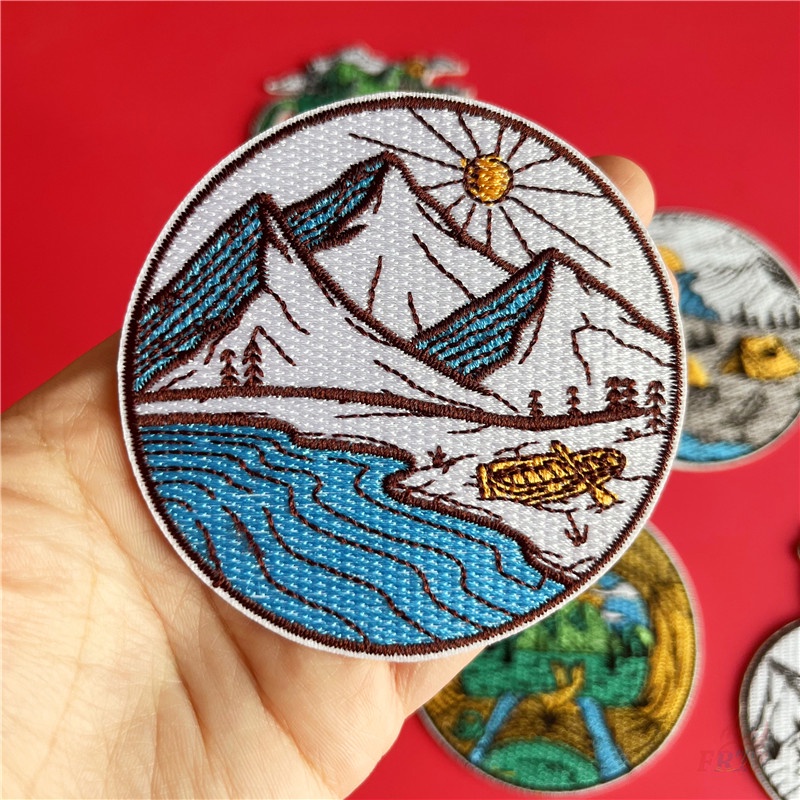 ☸ Sticker Dán Tường Tự Dính Hình Ngọn Núi Và Phong Cảnh Trang Trí Nghệ Thuật ☸ 1 Miếng Dán Ủi Quần Áo Hình Chim Hồng Hạc