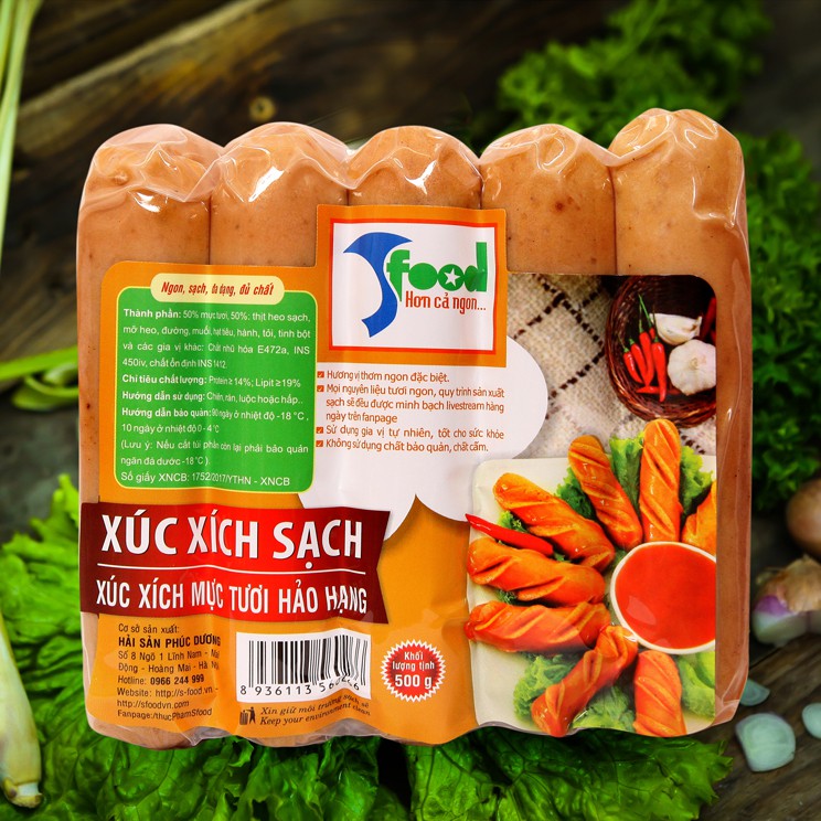 Xúc xích trứng muối SFOOD ⚡XÚC XÍCH KETO THỊT MIẾNG DUY NHẤT TRÊN THỊ TRƯỜNG⚡ 500GR–Thịt Bò Gié, Heo Sinh Học Hoàng Long