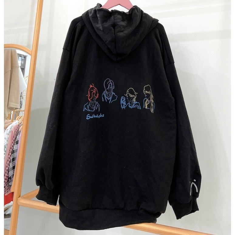 Áo Nỉ Mũ Hoodie Sadboiz Tay Bồng Dáng Rộng Ulzzang Unisex Chất Nỉ Bông Dày Dặn Anhribi