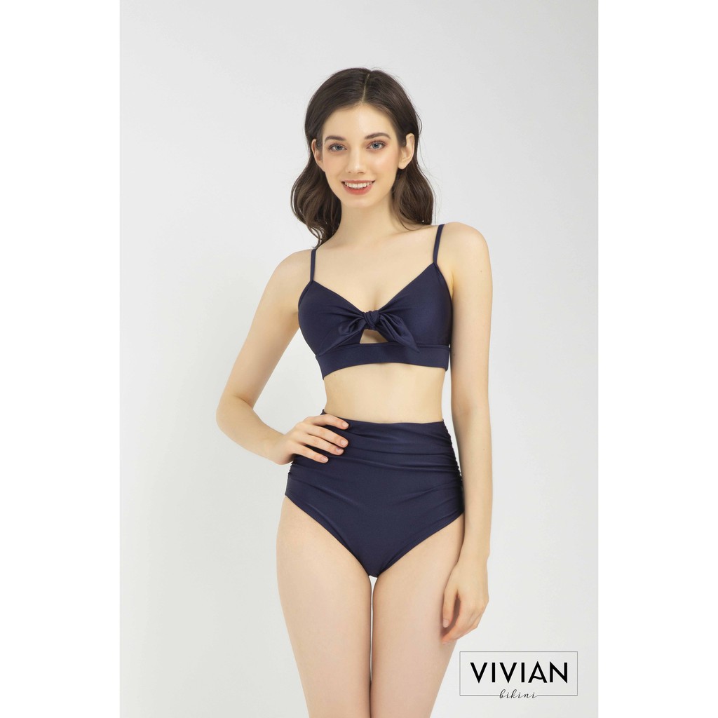 Quần bơi lẻ BIKINI PASSPORT Lưng cao phối nhún - Xanh navy-VS142_NV | BigBuy360 - bigbuy360.vn