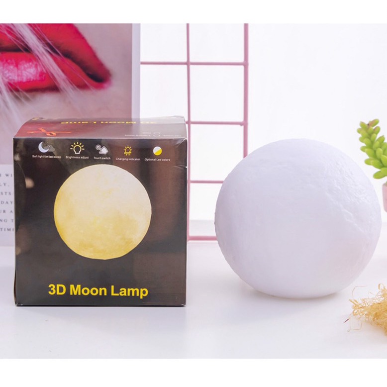 Đèn ngủ hình mặt trăng 3D trang trí phòng ngủ, phòng khách