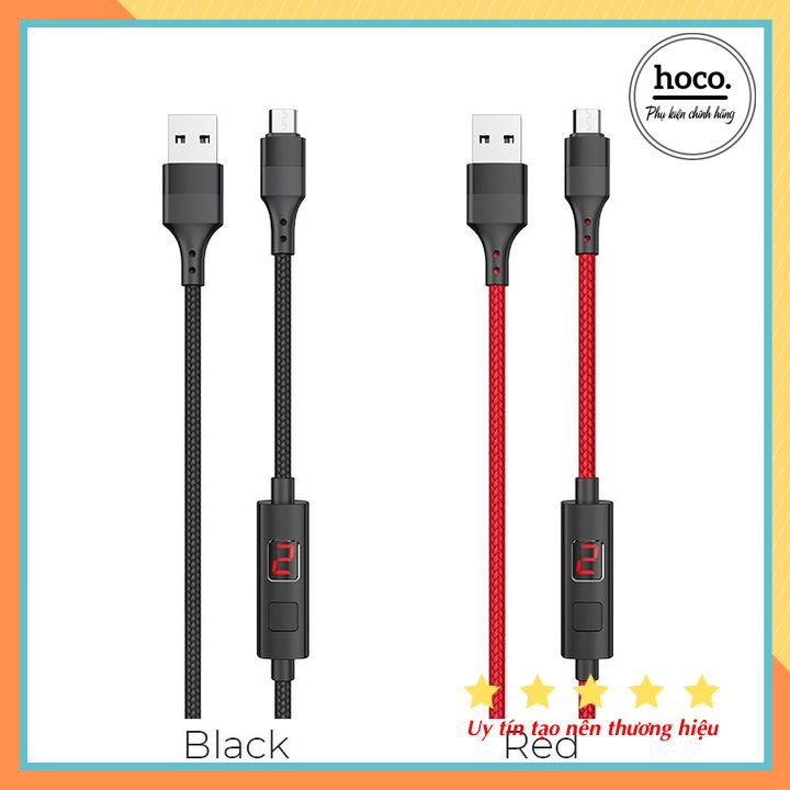 Cáp Sạc Micro Hoco S13 Hẹn Giờ Sạc Có Đèn Led Hiển Thị Màn Hình - Hỗ Trợ QC3.0 Chính Hãng