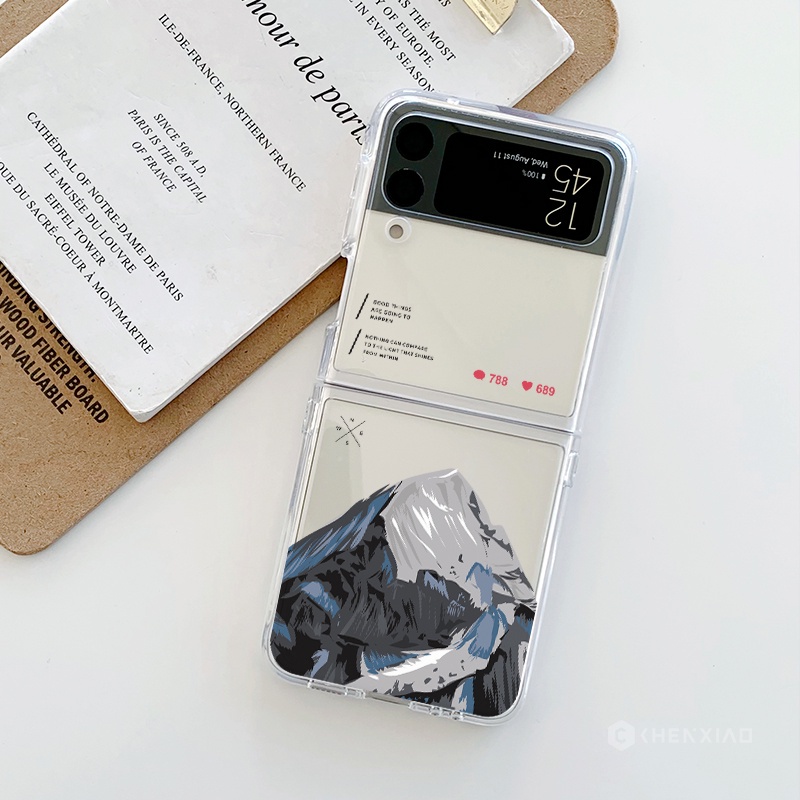 Thời Trang Bao Da Điện Thoại Nắp Gập Chống Rơi Màu Trong Suốt Cho samsung galaxy z flip 3 / z flip 4 Vỏ