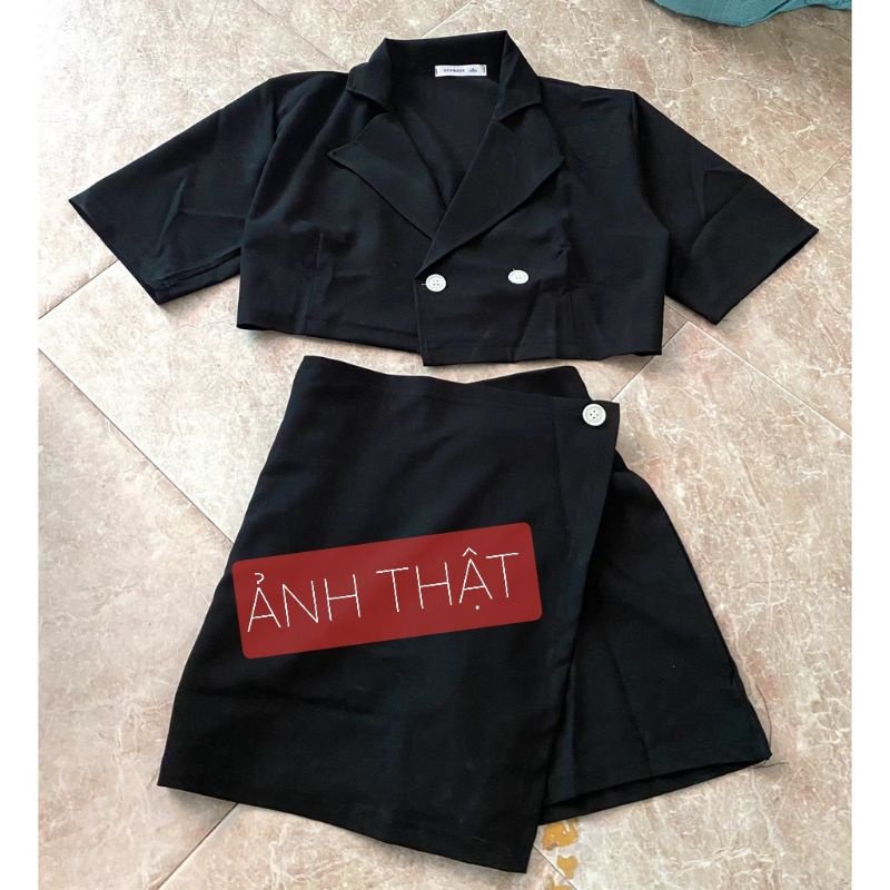 [ ẢNH THẬT + VIDEO ] Set vest crotop AMY PEONY , chất umi mềm dầy mịn, áo vest, quần giả váy | WebRaoVat - webraovat.net.vn