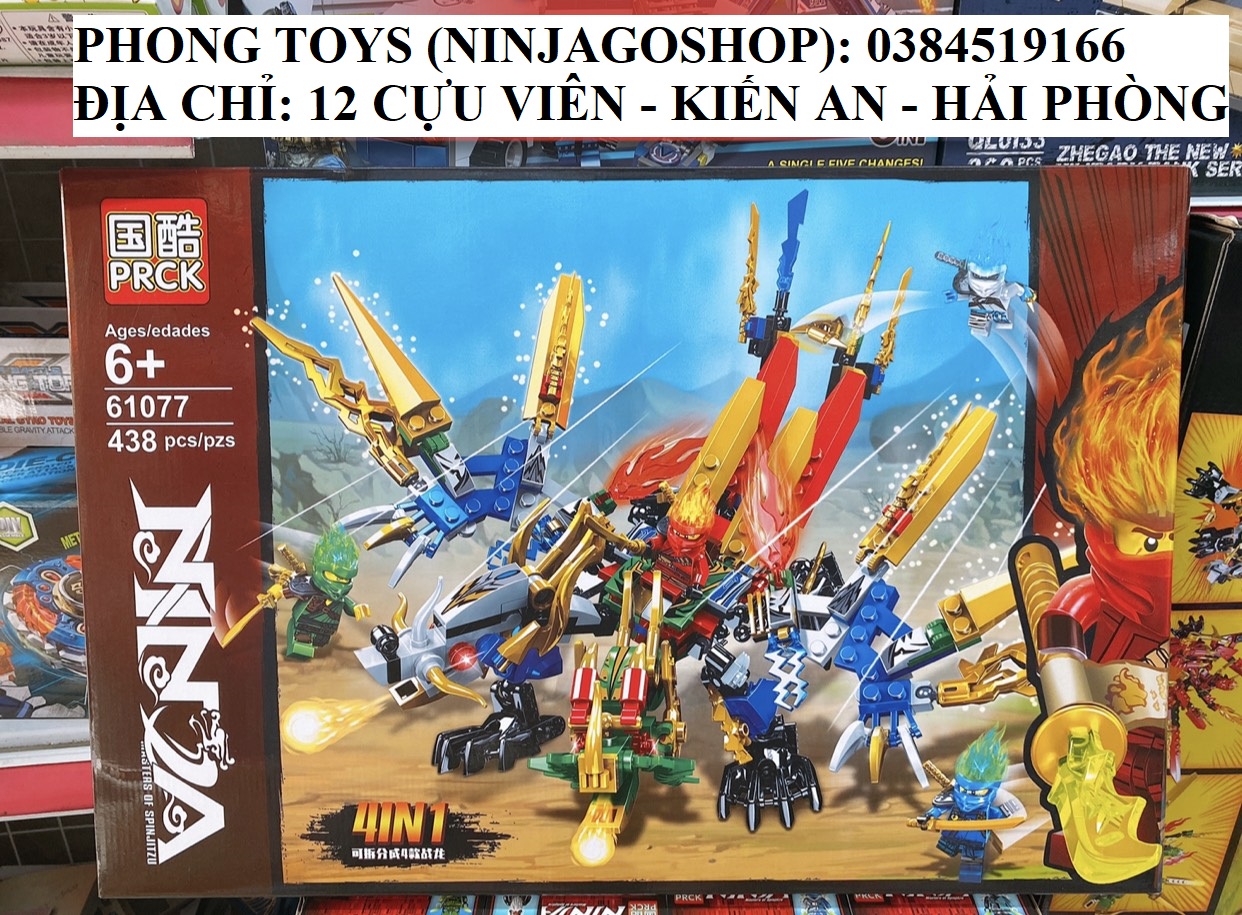 Lắp ráp xếp hình Lego 4 in 1 NINJAGO SEASON 13 PRCK 61077 :  Rồng 2 đầu mới nhất của KAI 438 mảnh