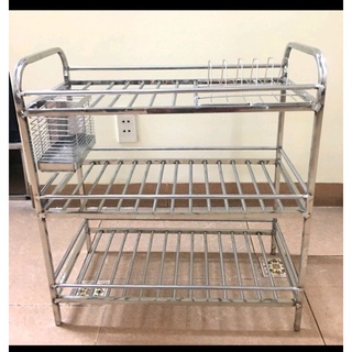 kệ bát inox dày 3tầng kèm ống đũa