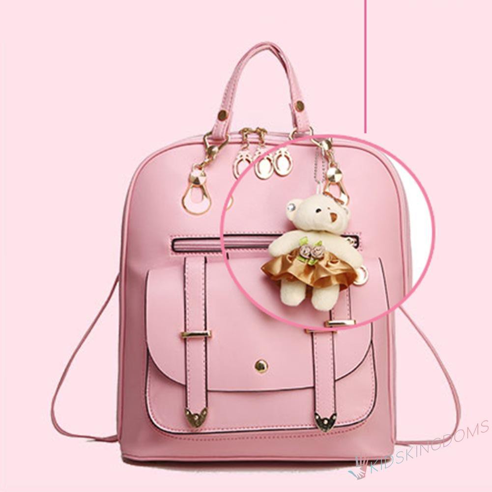 【Big Sale】Fashion 8 Colors Women Student Preppy Style Bear Pendant Bookbag Backpack