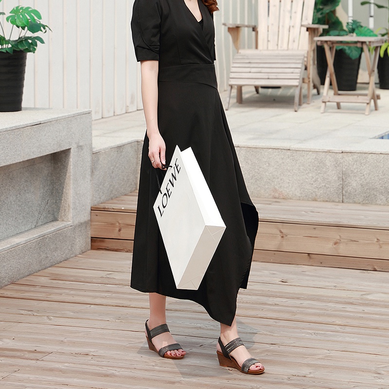 Xăng đan Cao Gót 6cm Da Mềm Mũi Vuông Phong Cách retro Cho Nữ