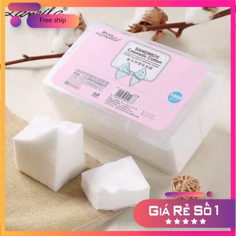 Bông tẩy trang bịch 222 tờ víp loại hộp 1000 miếng cao cấp