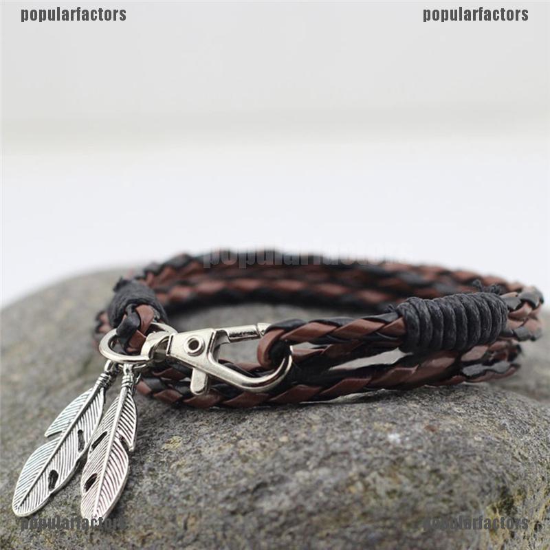 Vòng Tay Da Pu Mặt Lông Vũ