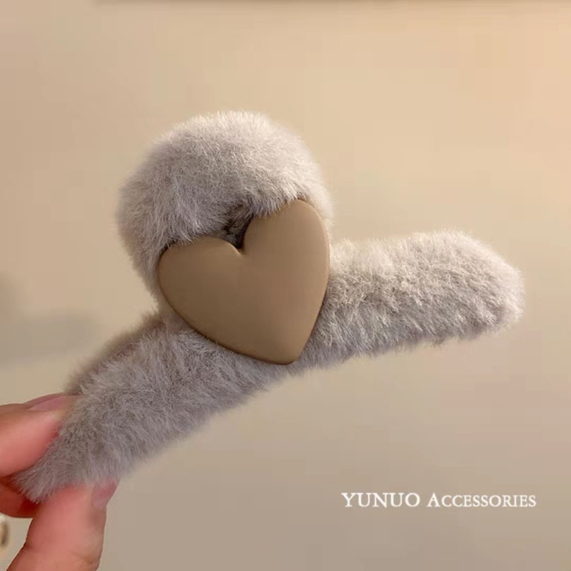 Kẹp Tóc Phủ Lông Hình Trái Tim Dễ Thương Cá Tính Thời Trang Hàn Quốc Cho Nữ