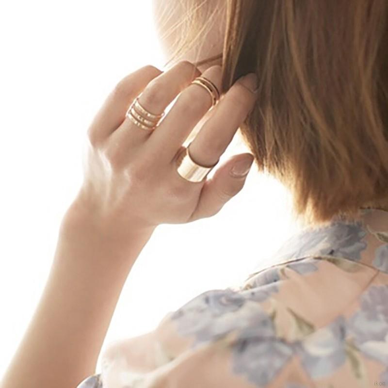Set 3 nhẫn hợp kim kiểu dáng đơn giản cá tính cho nữ