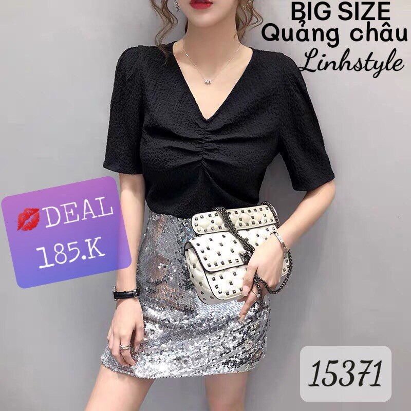 SALE Áo Cổ tim nhúng ngực Bigsize 15371