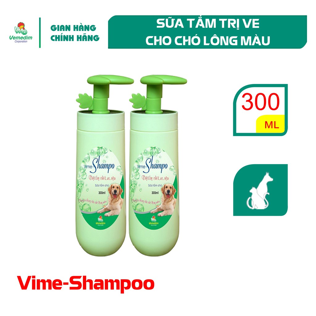 Vemedim Vime-shampo lông màu, sữa tắm trị ve, rận, bọ chét cho chó lông màu, chai 300ml