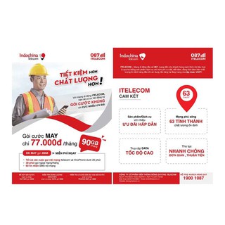 Sim 3G 4G Itelecom MAY gói 90GB/tháng+ Miễn phí gọi Vinaphone.