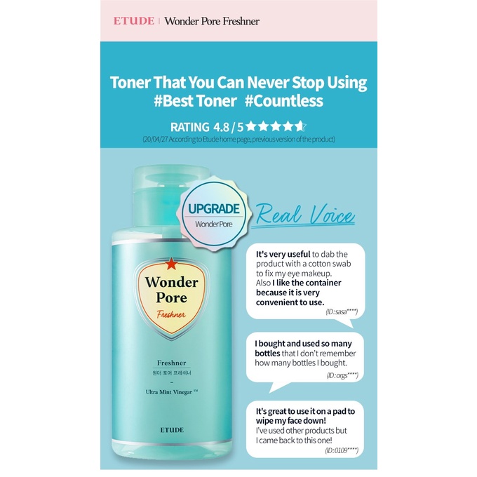 Nước hoa hồng ETUDE Wonder Pore Freshner 250ml