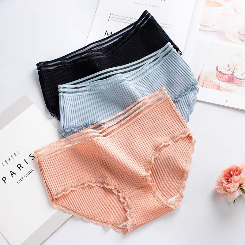 Quần Lót Nữ Cotton Gân Tăm Cạp Lưới Phối Viền Ren Điệu Đà Quyến Rũ Mã Ql95 PINK STORE | BigBuy360 - bigbuy360.vn