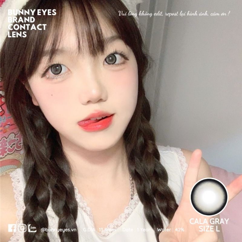 Lens Mắt Kính Áp Tròng BUNNY EYES - CALA Xám 14.5 Size L Giãn To