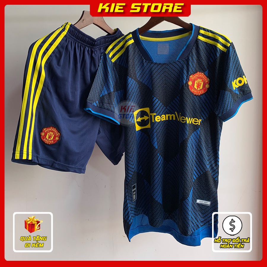 Set bộ thể thao quần áo bóng đá CLB Manchester United phiên bản SPF/ Bộ quần áo MU xanh đậm 2021 sân khách vải Thái xịn