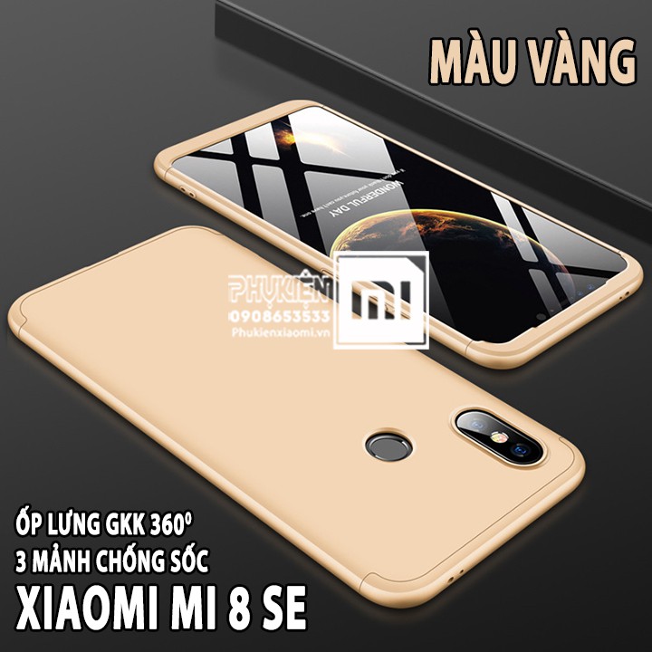 Ốp Lưng cho máy Xiaomi Mi 8 SE GKK 360 Độ  - Viền Màu, Full Màu
